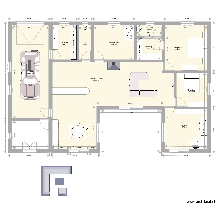 Maison californienne. Plan de 0 pièce et 0 m2