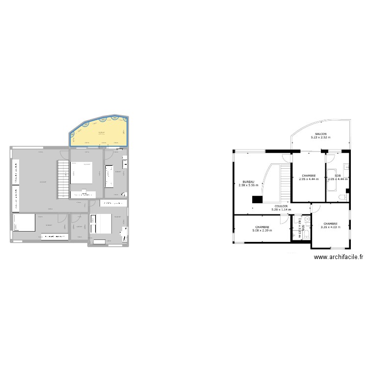 Strépy Etage. Plan de 7 pièces et 95 m2