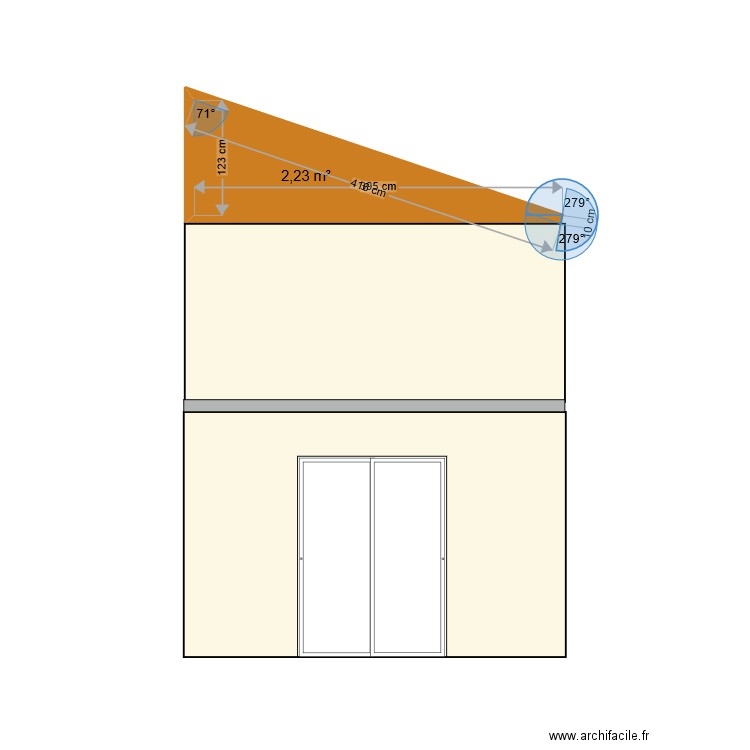 agrandissement volx façade Ouest. Plan de 1 pièce et 2 m2