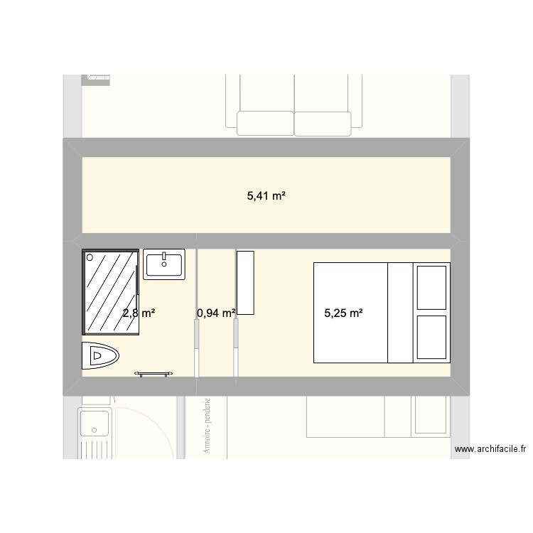 Nicolosi RDC. Plan de 5 pièces et 48 m2