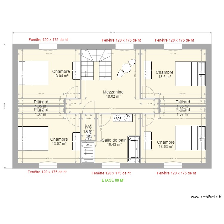 VELLUMYLUM LES AGEUX ETAGE 1. Plan de 11 pièces et 89 m2