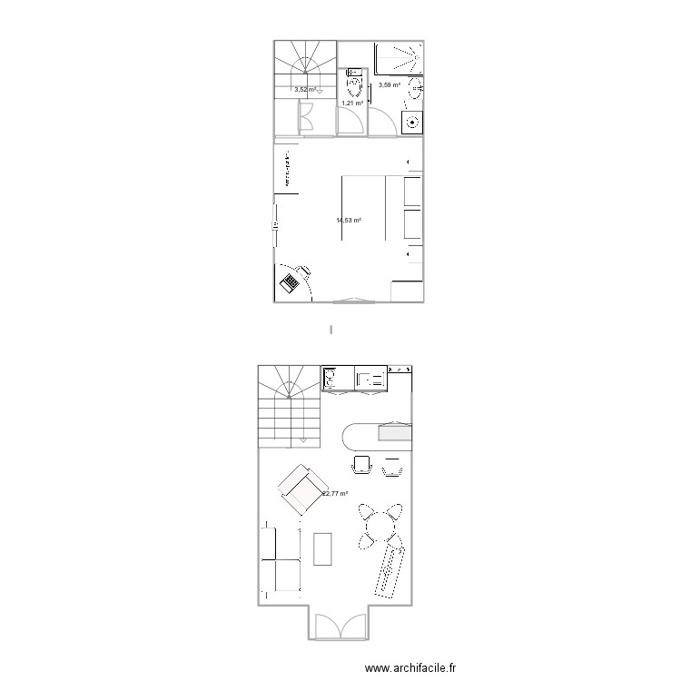 Château . Plan de 5 pièces et 46 m2