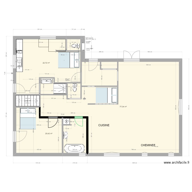                 PROJET ELEC/PLOMB 2023. Plan de 4 pièces et 123 m2