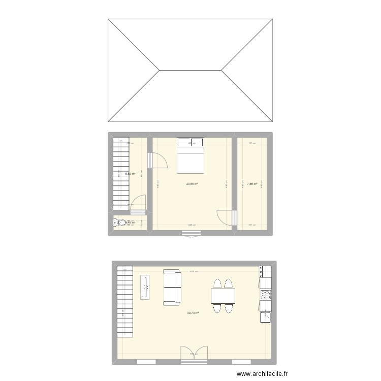 annexe. Plan de 5 pièces et 77 m2