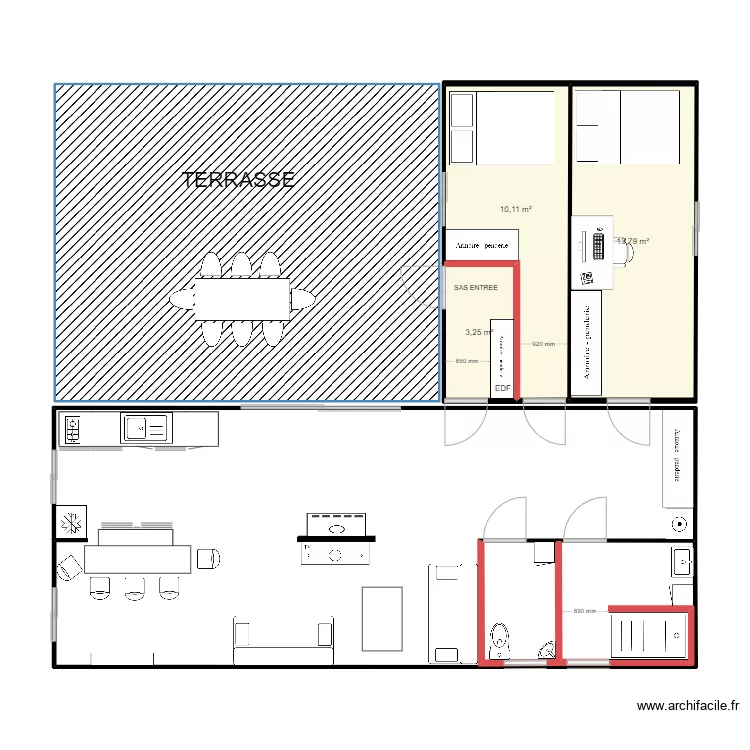 maison container   Aout 2023. Plan de 