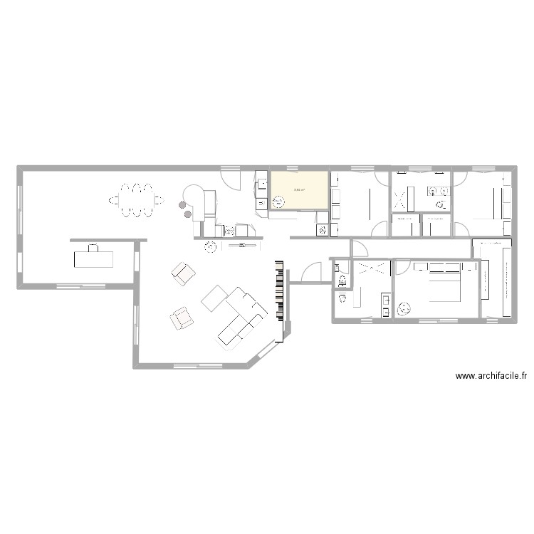 maison 4. Plan de 1 pièce et 6 m2