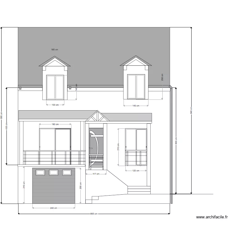 projet fa&ccedil;ade avant fernande. Plan de 
