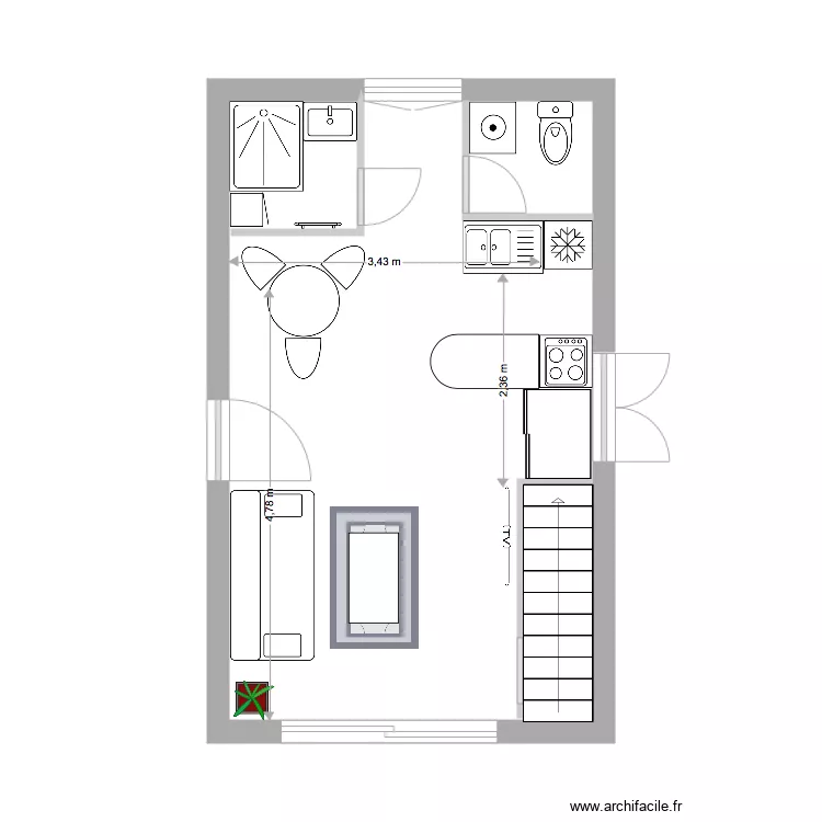 studio libourne 3. Plan de 