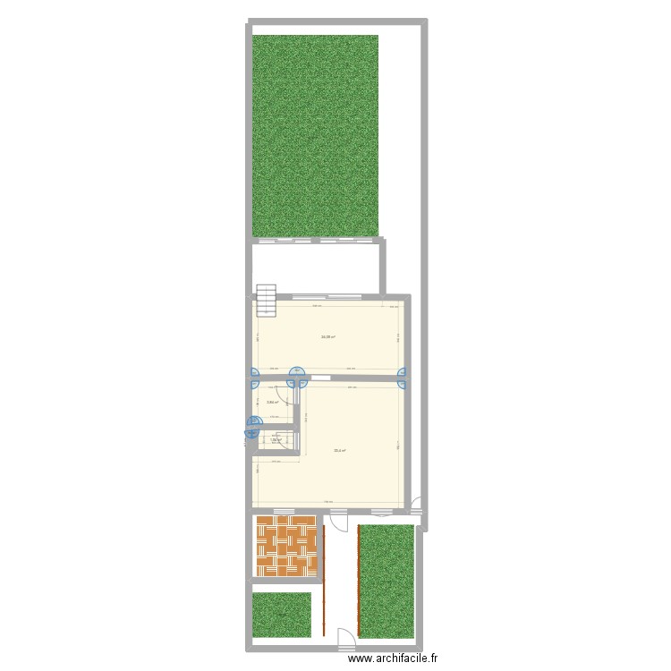 verranda pergola. Plan de 4 pièces et 63 m2