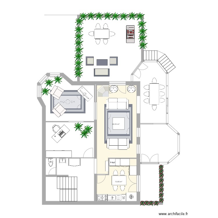 rez de chausse cluses 4. Plan de 2 pièces et 33 m2