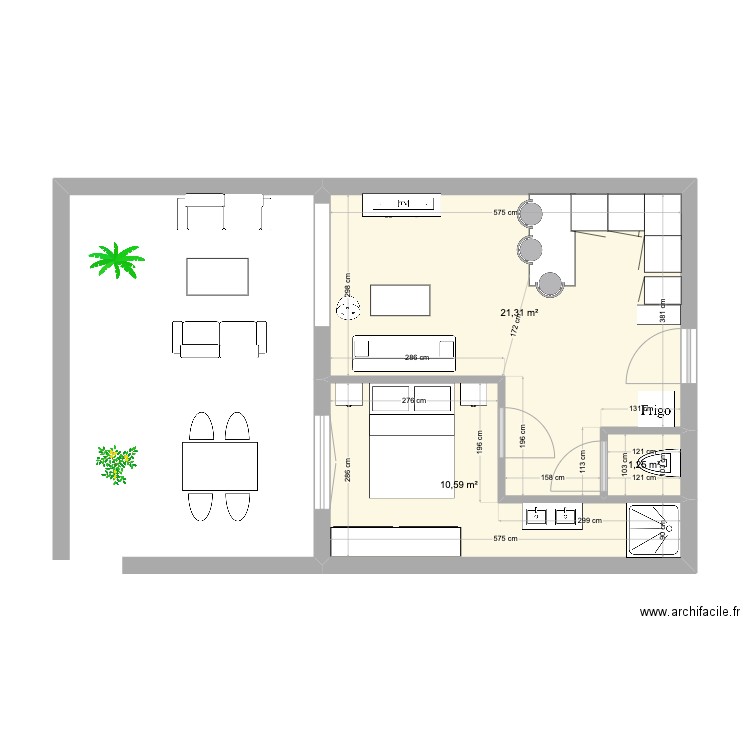 saint-louis 3. Plan de 3 pièces et 33 m2