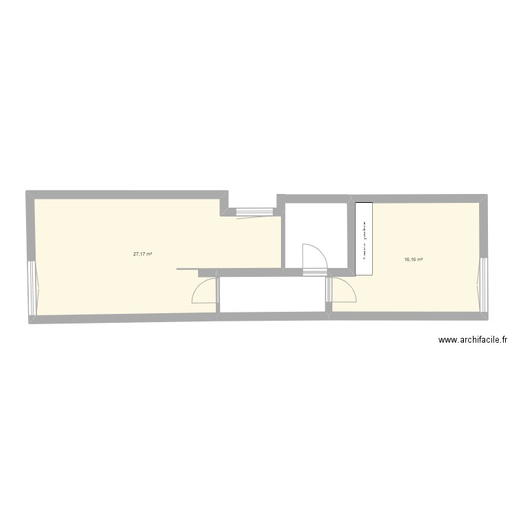 Maison perso. Plan de 2 pièces et 43 m2