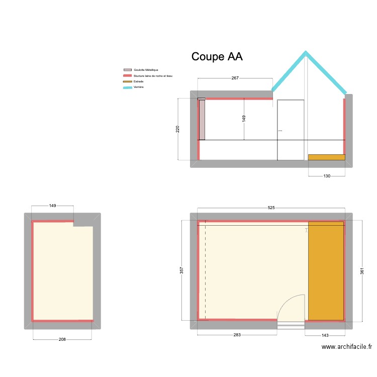 Aquarium. Plan de 2 pièces et 27 m2