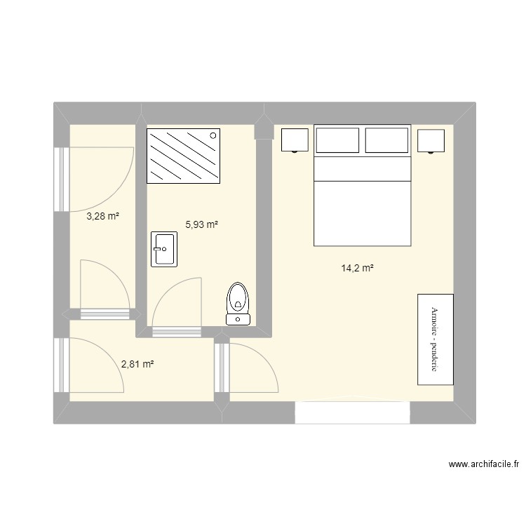 Agrandissement dépendance. Plan de 4 pièces et 26 m2