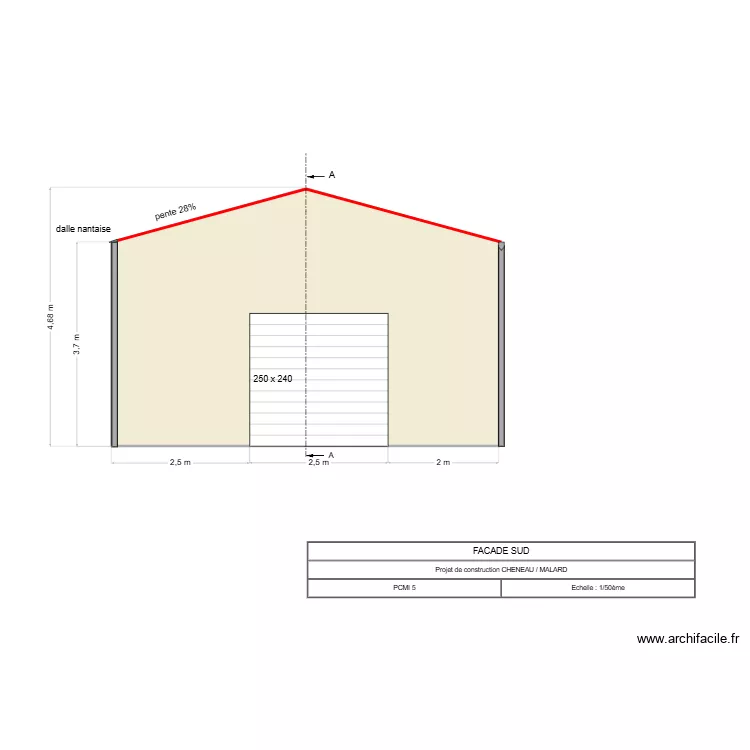 facade sud couleur. Plan de 1  et 29 m²