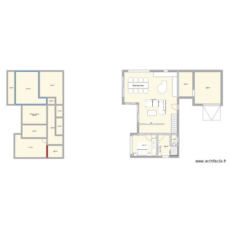 ébauche 1. Plan de 17 pièces et 163 m2