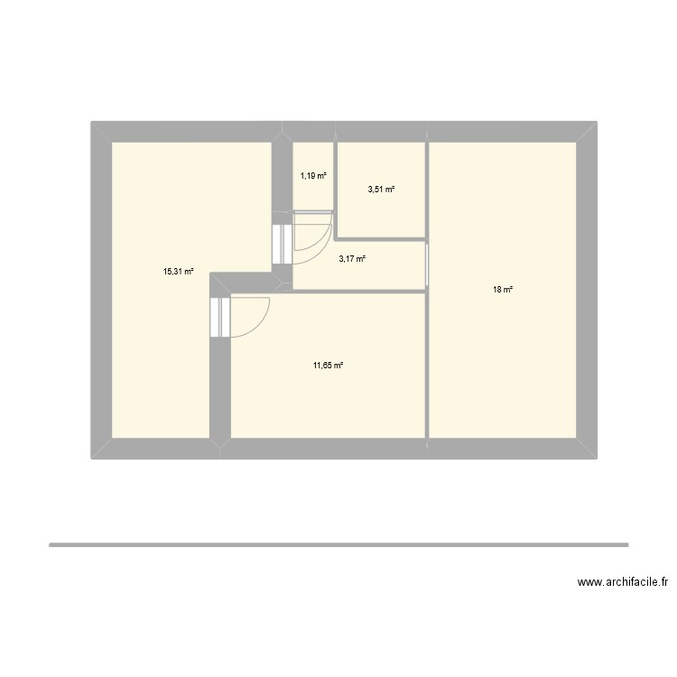 Lucette - Rez de chaussée. Plan de 6 pièces et 53 m2