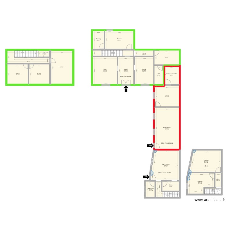 Monteux villa arrière. Plan de 25 pièces et 246 m2