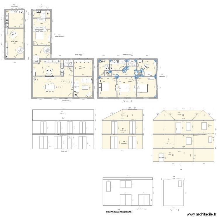 plan fp3FVR avec modif sdb. Plan de 16 pièces et 230 m2