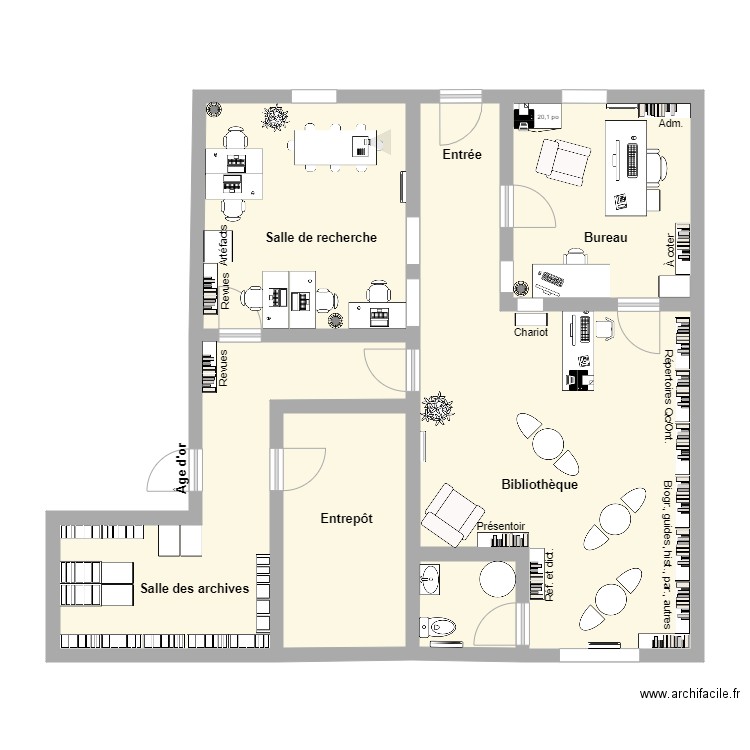 277Papineau2. Plan de 6 pièces et 93 m2