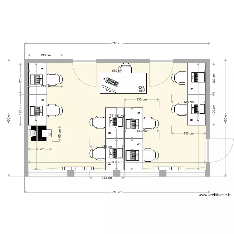 Salle informatique. Plan de 