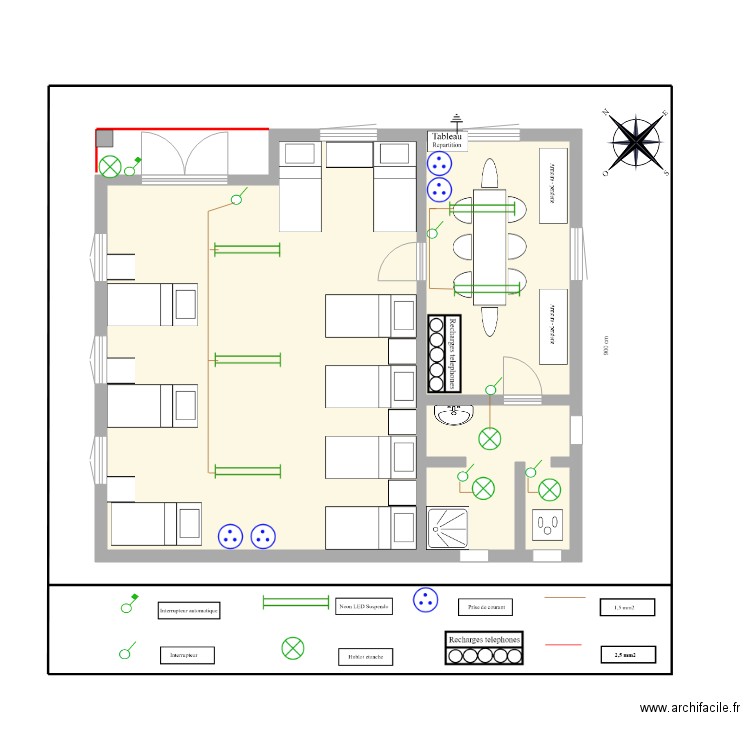 Lycée Anbohimandroso internat x2 ( filles et garçon ). Plan de 3 pièces et 76 m2