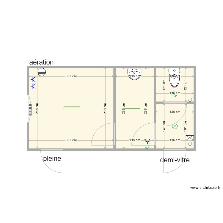 63098. Plan de 4 pièces et 17 m2