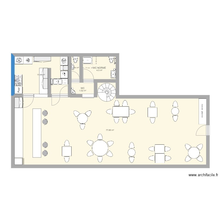 Salle restaurant. Plan de 0 pièce et 0 m2