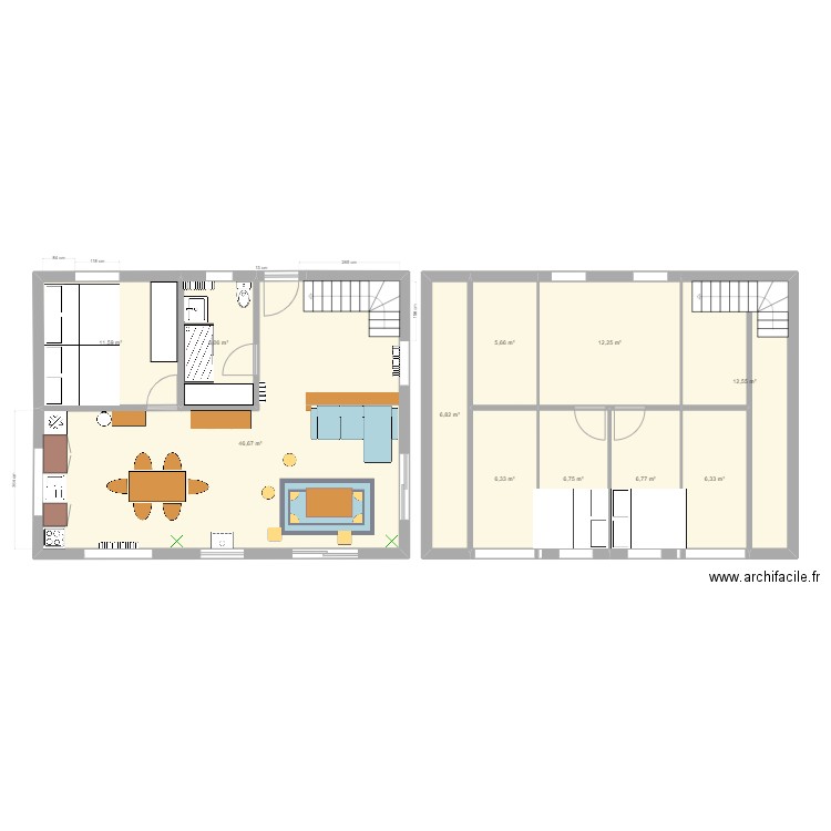 MIQ_ESCALIER_EST_CUISINE_OUEST. Plan de 11 pièces et 128 m2
