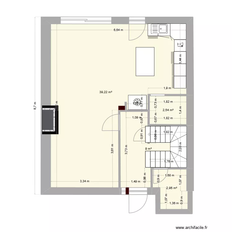 Maison. Plan de 4  et 54 m²