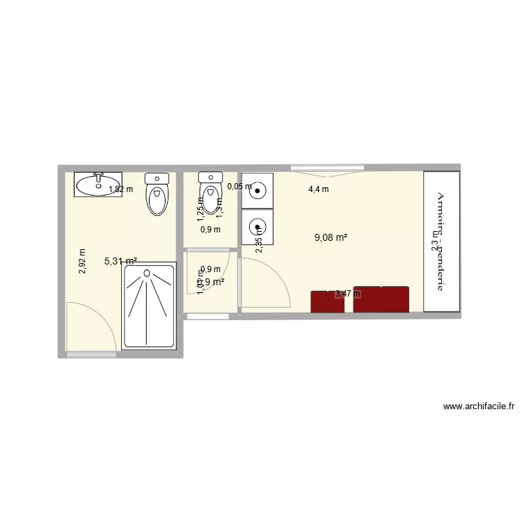 salle de bain chantal. Plan de 