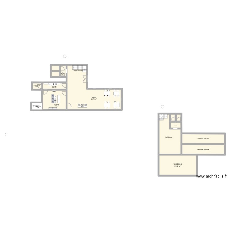 resto. Plan de 14 pièces et 186 m2