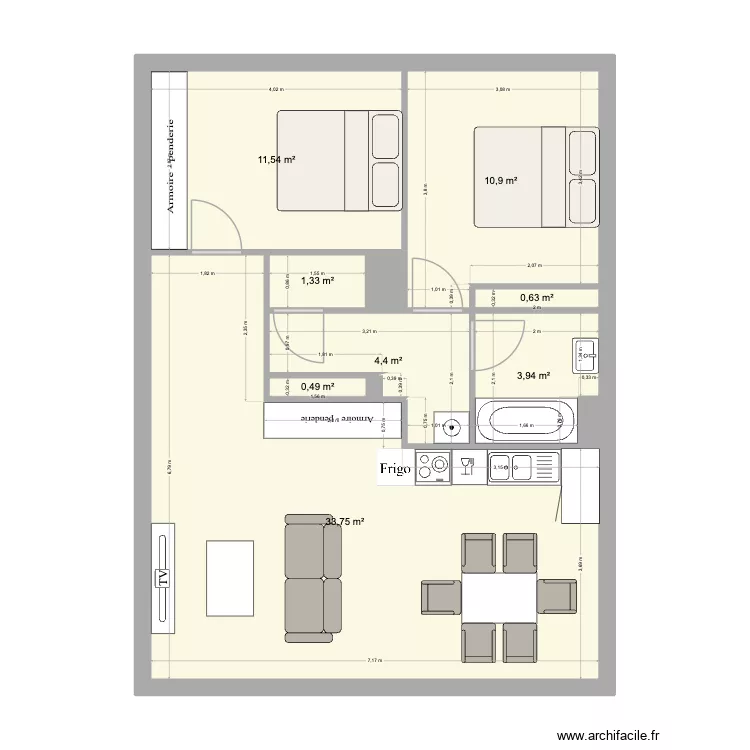 N. Parent projeté. Plan de 10 et 68 m² N. Parent projeté. Plan de 10 et 68 m²