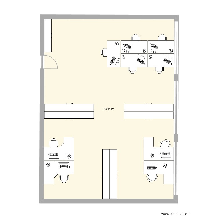 Bureau Equipements V1. Plan de 1 pièce et 84 m2