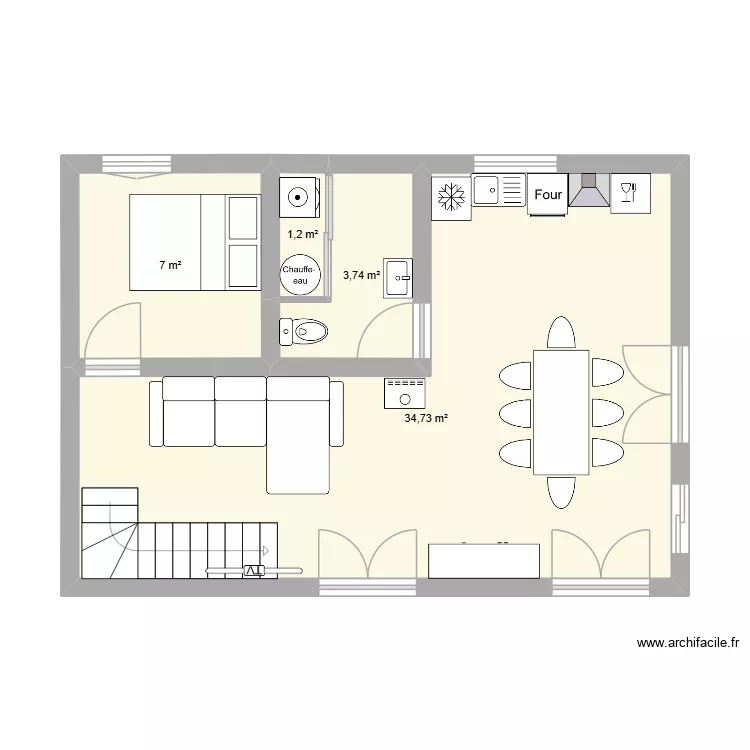 maison 2. Plan de 4  et 47 m²