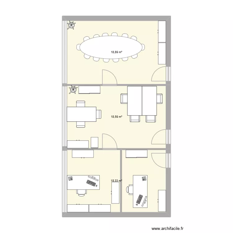 Bureau Aix. Plan de 3 Pièces et 56 m² Bureau Aix. Plan de 3 Pièces et 56 m²