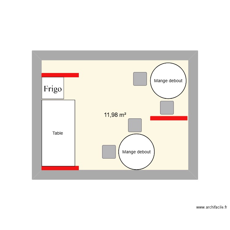 stand SFRMS. Plan de 1 pièce et 12 m2