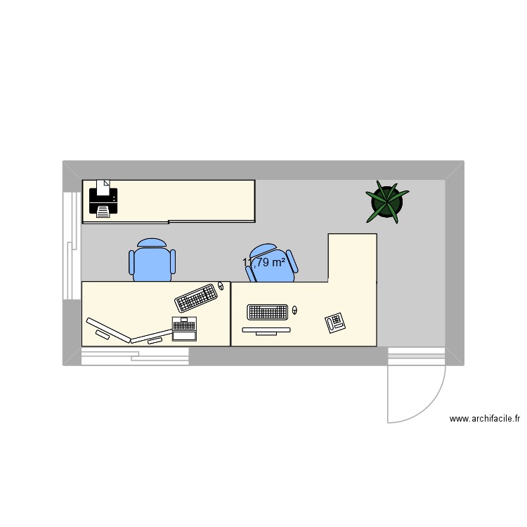 bureau atelier. Plan de 1 pièce et 12 m2