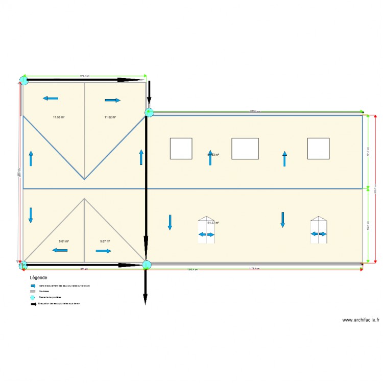 Ecoulement des eaux pluviales apres travaux. Plan de 0 pièce et 0 m2