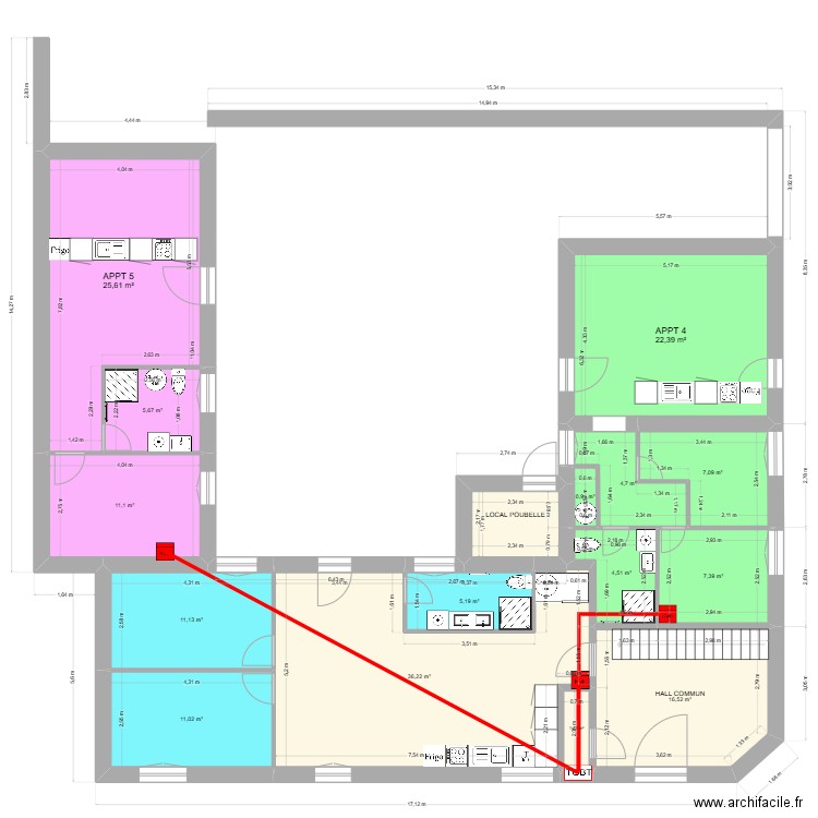 VALLERES RDC DECOUPAGE. Plan de 16 pièces et 175 m2