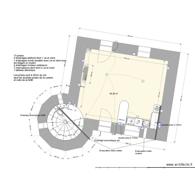 Kerlouan Tour RdC v0. Plan de 34 pièces et 930 m2
