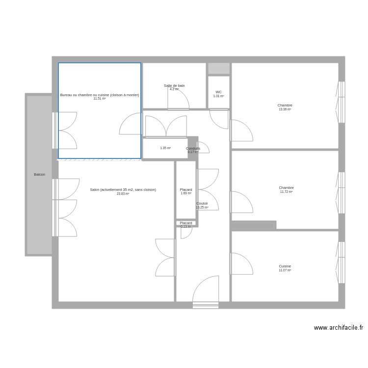 Plan appartement Mangin T3 ou T4. Plan de 0 pièce et 0 m2
