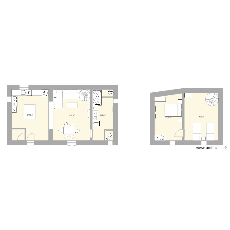 MAISON 3. Plan de 5 pièces et 90 m2