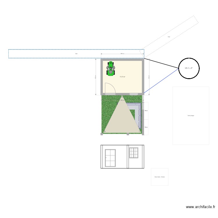 ABRIS JARDIN. Plan de 1 pièce et 17 m2