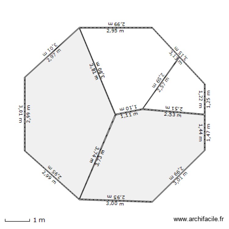 Octogone bungalow. Plan de 0 pièce et 0 m2