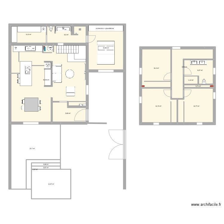 avenir Berte. Plan de 17 pièces et 178 m2