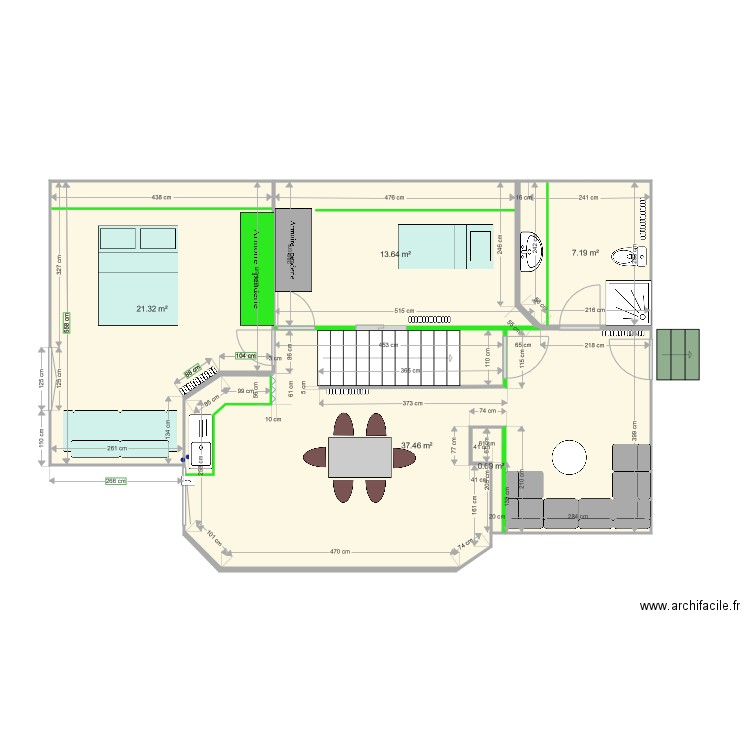 Theys 1er etage simple. Plan de 0 pièce et 0 m2