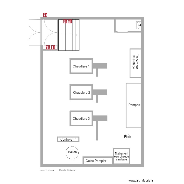 chaufferie. Plan de 0 pièce et 0 m2