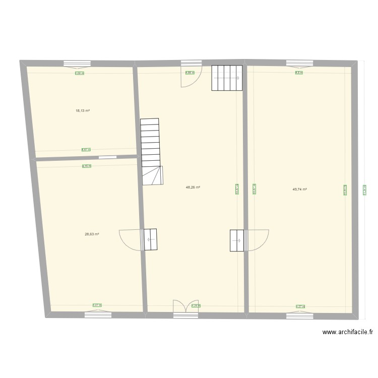 plan paquis RDC2. Plan de 4 pièces et 145 m2