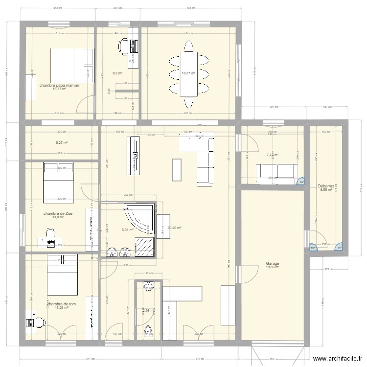 maison de base et extension a 4.8 retour. Plan de 12 pièces et 168 m2